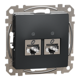 Sedna Design & Elements, gniazdo komputerowe 2xRJ45 kat.6 STP, czarny antracyt