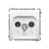 Simon Basic Gniazdo antenowe R-TV-SAT przelotowe (moduł), 1x wejście: 5 MHz–2,4 GHz; biały