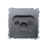 Simon Basic Gniazdo antenowe R-TV przelotowe 10 dB 1x wejście: 5–862 MHz stal inox