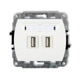 TREND Mechanizm gniazda podwójnego 2xUSB A-A 3.0 biały