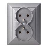 Gniazdo podwójne podtynkowe 2x2P+Z Pearl, 16A, 250V, PT-6 P, antracyt