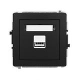 DECO Mechanizm ładowarki USB pojedynczej USB A, 5W max., 5V, 1A czarny mat