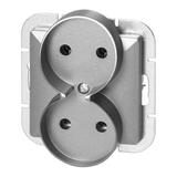 Gniazdo podwójne podtynkowe 2x2P+Z Pearl, 16A, 250V, PT-6 PR, antracyt