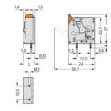 Złączka do płytek drukowanych dźwignia 6mm2 RM 7,5mm 1-bieg szara /200szt./ 2606-3101 WAGO