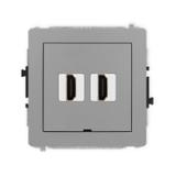 DECO Mechanizm gniazda podwójnego HDMI 2.0, bez pola opisowego szary mat
