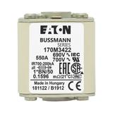 FUSE 550A 690V 1*BN/50 AR UC Wkładka szybka 550A AC 690V rozmiar 1 45x59x51 mm aR I 170M3422 EATON