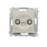 Simon 54 Gniazdo antenowe TV-DATA dwa porty F kaszmir mat DAD1.01/42