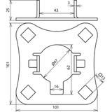 Płytka łącząca, stal nierdzewna NIRO, do rur 50 mm dla przyłączenia 4 głowic H VI