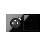 Simon 100 Panel 2-krotny: 1 gniazdo z 1 zintegrowana ładowarka USB SmartCharge 21 A+2 klawisze czarn