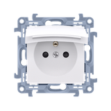 Simon 10 Gniazdo z/u IP44 z uszczelką – klapka w kol. pokrywy 16A szybkozłączka biały