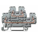 dwupiętrowa złączka L/L 2,5mm2 szara