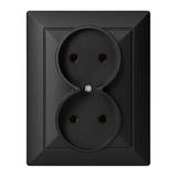 Gniazdo podwójne podtynkowe 2x2P Pearl, 16A, 250V, PT-5 P, czarny