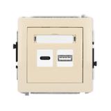 DECO Ładowarka USB podwójna USB C + USB A, 20W max. beżowy 1DCUSB-8 KARLIK