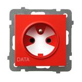 AS Gniazdo pojedyncze z uziemieniem DATA z kluczem uprawniającym - kolor biały