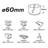 Otwornica bi-metalowa 60 mm