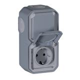 NOWE PLEXO - GNIAZDO SCHUKO 2X2P+Z PIONOWE KOMPLET NATYNKOWY 16A-250V SZARE 069744L LEGRAND