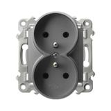 SZAFIR Gniazdo podwójne z uziemieniem moduł bez ramki - kolor szary mat