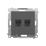 Simon 55 Gniazdo telefoniczne podwójne RJ12 Grafitowy mat