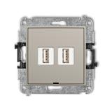 MINI Gniazdo podwójne 2xUSB A-A 2.0, bez pola opisowego taupe 60MGUSBBO-2 KARLIK