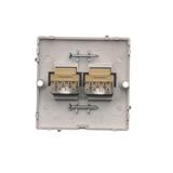 Simon Basic Gniazdo telefoniczne RJ11 podwójne . Montaż gniazda na wkręty do puszki stal inox BMTF2.02/21 KONTAKT
