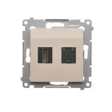 Simon 54 Gniazdo HDMI + RJ45 kat.6. kremowy DGHRJ45.01/41 KONTAKT