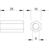 MUFY DYSTANSOWE M6X25