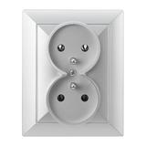 Gniazdo podwójne podtynkowe 2x2P+Z Pearl, 16A, 250V, PT-6 P, srebrny