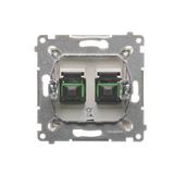 Simon 54 Gniazdo światłowodowe / optyczne podwójne SC/APC złoty mat