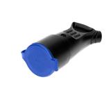 Bryzgoszczelne gniazdo gumowe 2P+Z, proste, IP44, czarne, 16A, 230V OR-AE-1370 ORNO