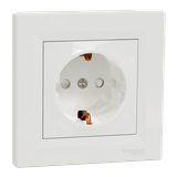 Asfora, gniazdo pojedyncze schuko, z przesłonami, biały