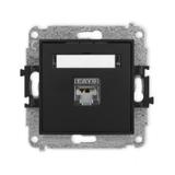 ICON Mechanizm gniazda komputerowego pojedynczego 1xRJ45, kat. 5e, ekranowany, 8-stykowy czarny mat