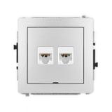 DECO Mechanizm gniazda komputerowego podwójnego 2xRJ45, kat. 6A, 8-stykowy, bez pola opisowego srebr