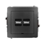 DECO Mechanizm ładowarki USB podwójnej 2xUSB A, 15,5W max., 5V, 3.1A, bez pola opisowego grafitowy