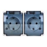 Gniazdo podwójne 2x2P+Z Schuko AQUATIC IP44 biały dymiony OR-OE-7106(GS)/WT ORNO