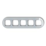 ICON Ramka uniwersalna pięciokrotna okrągła - efekt szkła (ramka: szara; spód: czarny) szary