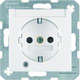 BERKER B.X Gniazdo SCHUKO z uziemieniem diodą kontrolną LED i pole opisowe biały 41108989 HAGER