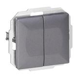 Łącznik podtynkowy schodowy podwójny Pearl, 10A, 250V, WP-2/5P, antracyt