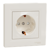 Asfora, gniazdo pojedyncze schuko, z przesłonami, kremowy