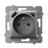 Gniazdo pojedyncze z uziemieniem z ładowarką A+C ARIA SZARY MAT