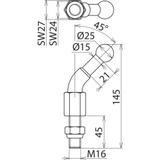 Punkt mocowania kulowy fi 25 mm kątowy 45 st.