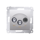 Simon 54 Gniazdo antenowe satelitarne podwójne SAT-SAT-RTV srebrny mat