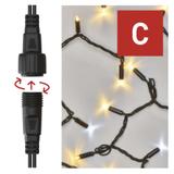 Lampki świąteczne łączone Profi łańcuch 100LED 10m ciepła biel+zimna biel miga czarny timer D2AN01 EMOS