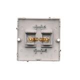 Simon Basic Gniazdo głośnikowe pojedyncze -1 kolumna głośnikowa . Przekrój przew. dla wyjścia 6 mm2. Mocowanie na wkręty do puszki stal inox BMGL2.02/21 KONTAKT