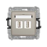 ICON Gniazdo podwójne 2xUSB typ A-A 2.0 taupe 60IGUSB-2 KARLIK