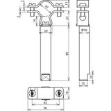 Wspornik do HVI fi 20-23 mm, fi 16 mm, dł. 85 mm, stal nierdzewna NIRO