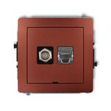 DECO Mechanizm gniazda antenowego poj. typu F (SAT) + gniazda komp. poj. 1xRJ45, kat. 6 ekranowany,