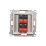 Simon 55 Gniazdo głośnikowe poczwórne 4-krotne Przekrój przewodów dla wejścia i wyjścia 2,5 mm2 Aluminium mat TGL4.01/143 KONTAKT