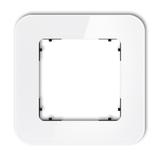 ICON Ramka uniwersalna pojedyncza zaokrąglona - efekt szkła (ramka: biała; spód: czarny) biały