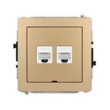 DECO Mechanizm gniazda komputerowego podwójnego 2xRJ45, kat. 6, 8-stykowy, bez pola opisowego złoty