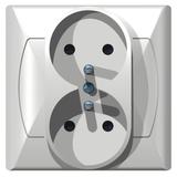 AKCENT Gniazdo podwójne z uziemieniem - kolor biały